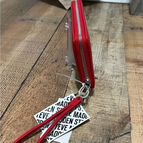 NEW STEVE MADDEN Red Zip Around Wristlet Wallet - Picture 7 of 11